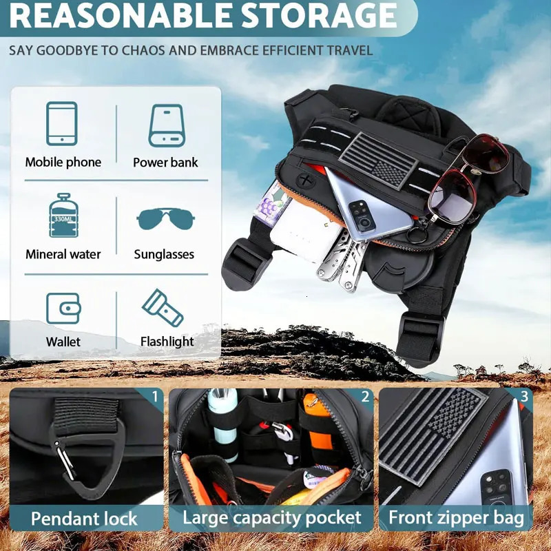 Outdoor Chest Bag For Men Front Rig Pouch Running Vest Phone Holder Tactical Sports Pack Hiking Fishing Molle Camping Backpack 241014