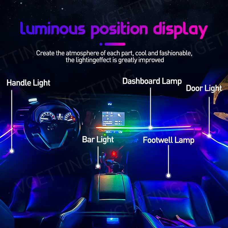 22 in 1 18 in 1 64 Color RGB Symphony Car Atmosphere Interior LED Acrylic Guide Fiber Optic Universal Decoration Ambient Lights X251015