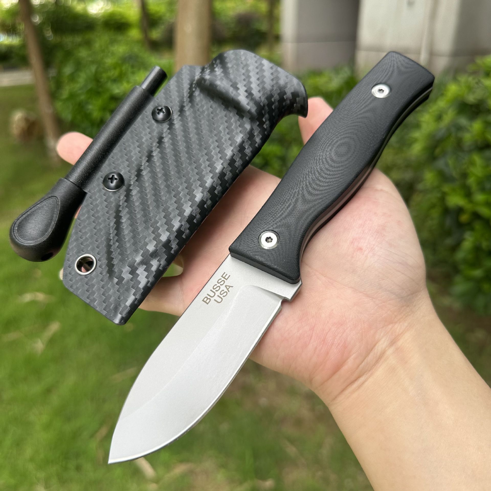 High End GOS2 Survival Straight Knife DC53 Stone Wash Drop Point Blade Full Tang G10 Handle Fixed Blade Hunting Knives
