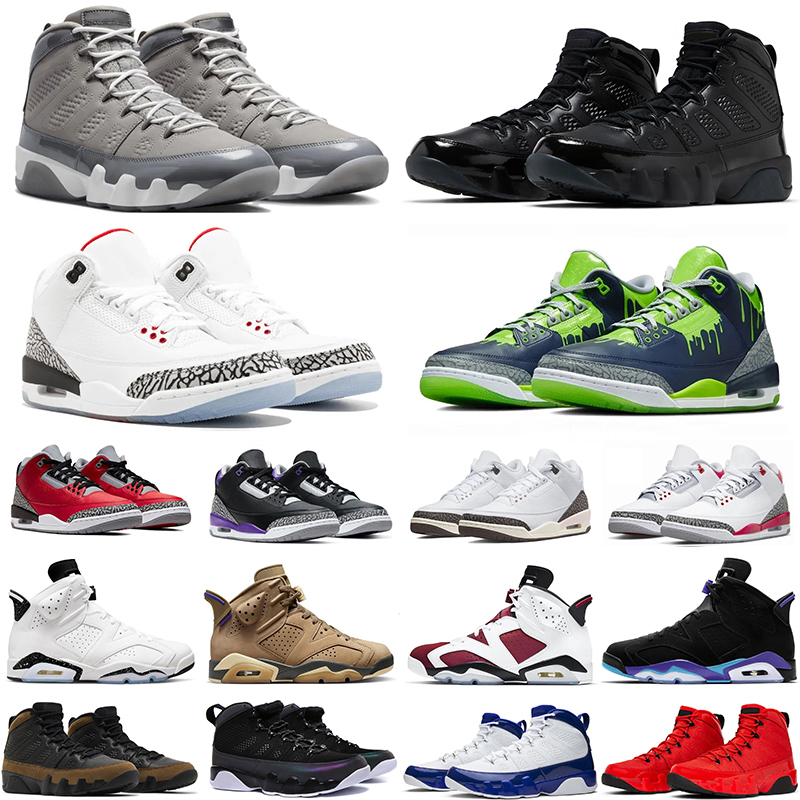 With Box Basketball Shoes 3s 6s 9s Designer Shoes Mens Fashion Trainers University Blue Cool Grey Gym Red Olive Bred Outdoors Men Sports Sneakers EU 40-47