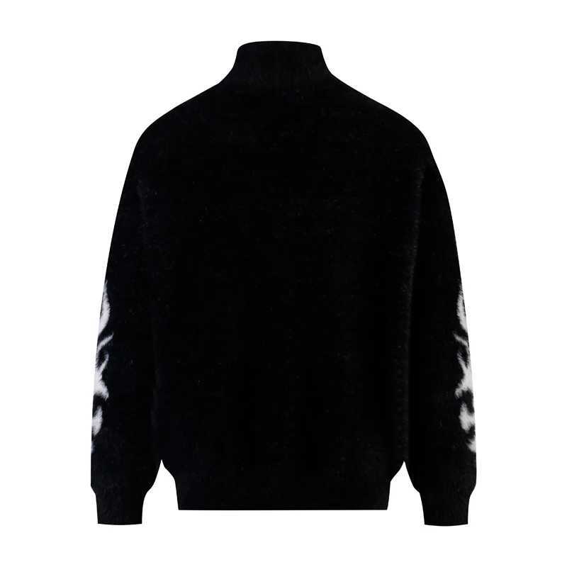 Vintage Totem Flame Jacquard Knitt Zipper Sweater Men Women High Quality Winter Pink Black Keep Warm Trendy Sweaters Coat J251015