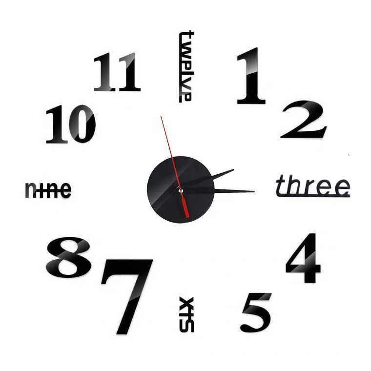 3D Large Wall Clock DIY Mirror Wall Stickers For Home Living Room Decor Frameless Quartz Clocks Self Adhesive Hanging Watches C251015
