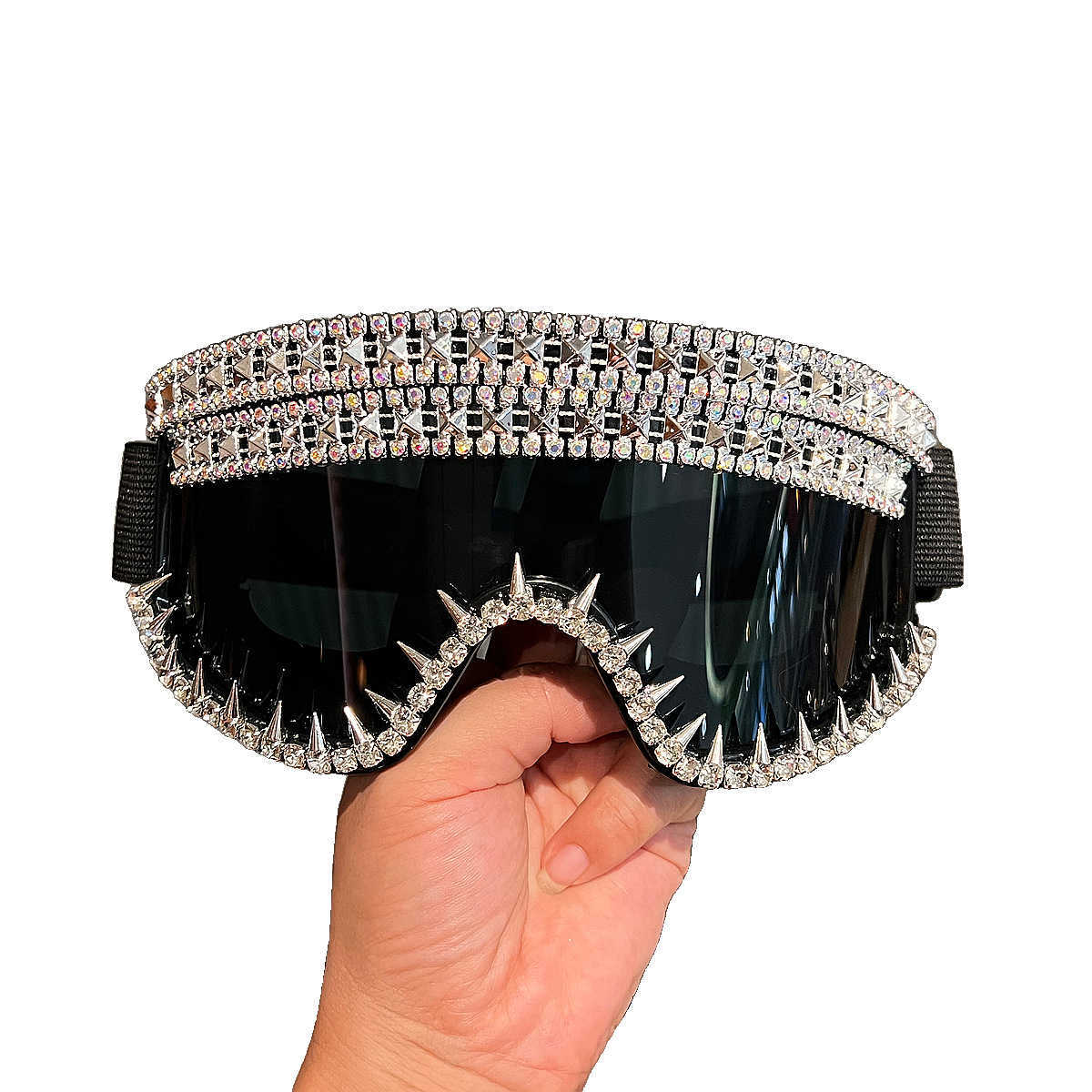 New Rivet Punk Goggles Trendy Sandproof Dustproof Cycling Glasses Large Frame Sponge Ski Goggles H251015