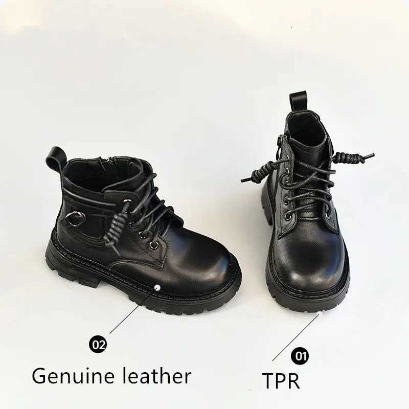 Autumn Childrens Ankle Boots Genuine Leather Winter Kids Snow Boots Soft Cowhide Fashion Girls Casual Shoes Boys Leather BootsT251015