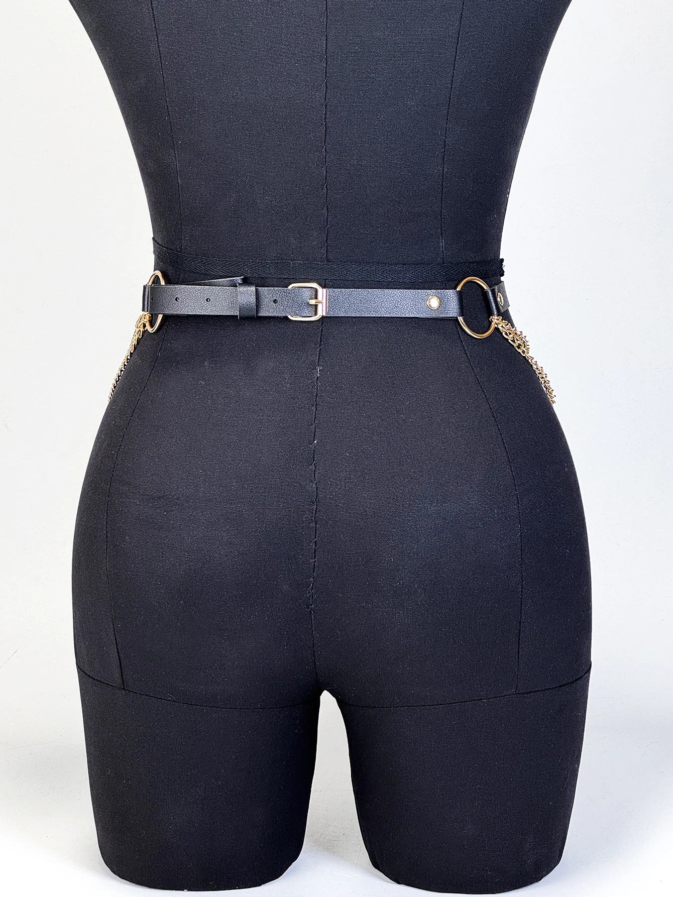 Women PU Leather Harness Belt Gold Waist Chain Fashion Waistband Accessory Leisure Punk Gothic Clothing Jewelry 251008