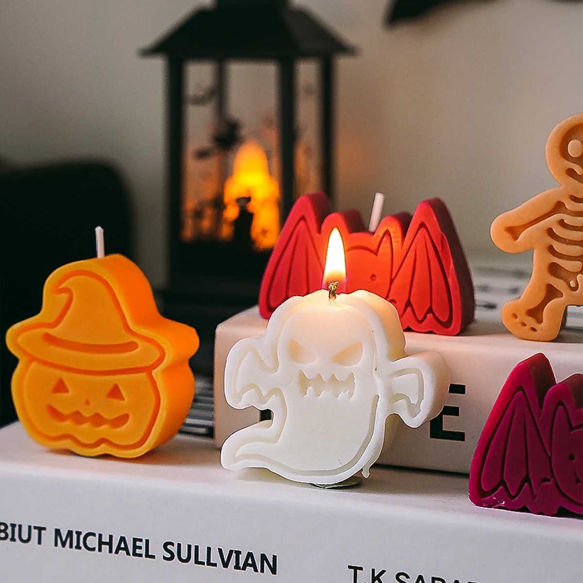 Halloween Scented Candle Gift Pumpkin Bat Ghost Skeleton Shape Aromatic Candle Fragrance Souvenir Party Ornaments 4 Piecesbox C251015