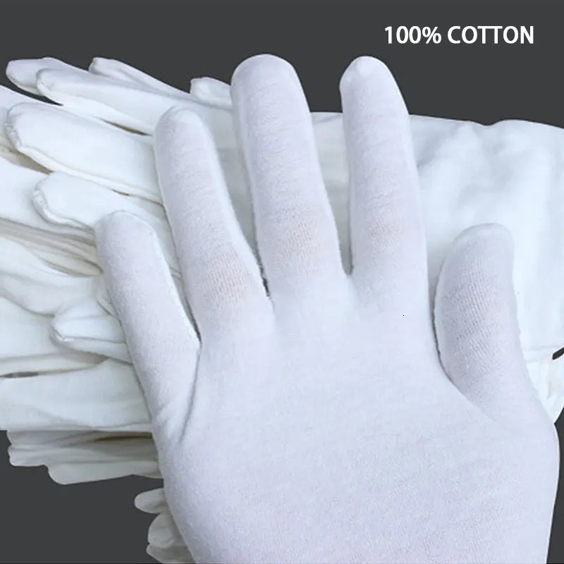 24Pieces12 Pairs White Labor Insurance Cotton Cloth Thin Etiquette Wenwan Quality Inspection Gloves 251008