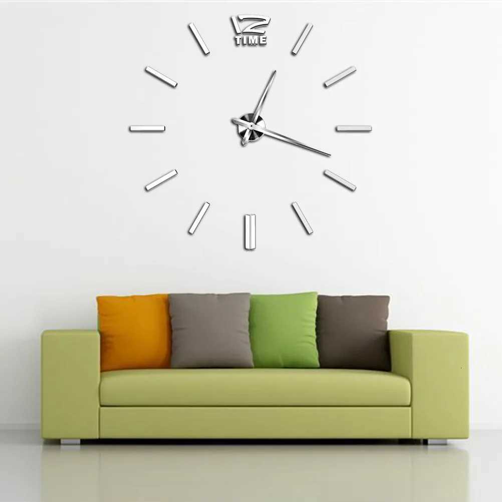 3D Frameless Wall Mirror Clock for Living Room Decor DIY Sticker Clock Smooth Surface Wall Watch Modern Design Large Size C251015