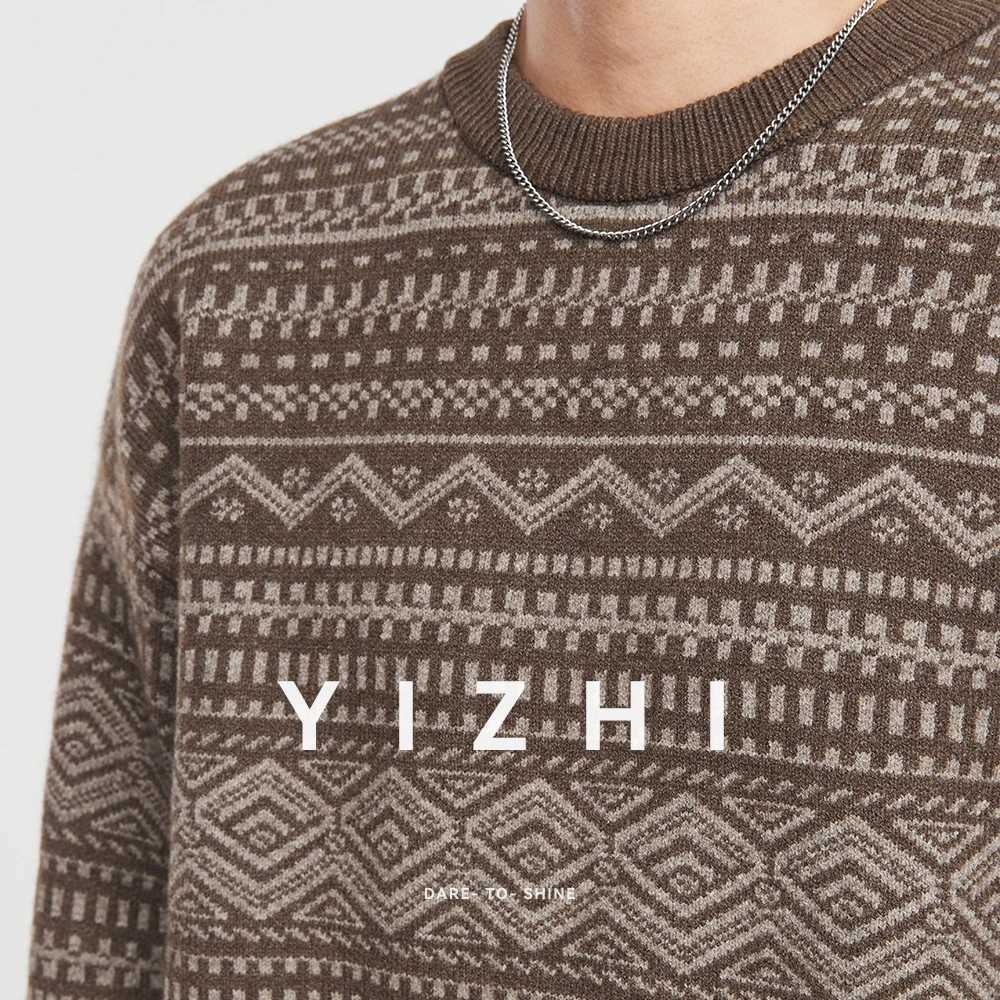 Fashion Mens Knitwear 2025 Autumn Winter New Season Lazy Fair Isle Contrast Retro Loose Crewneck Sweater Pullover J251015