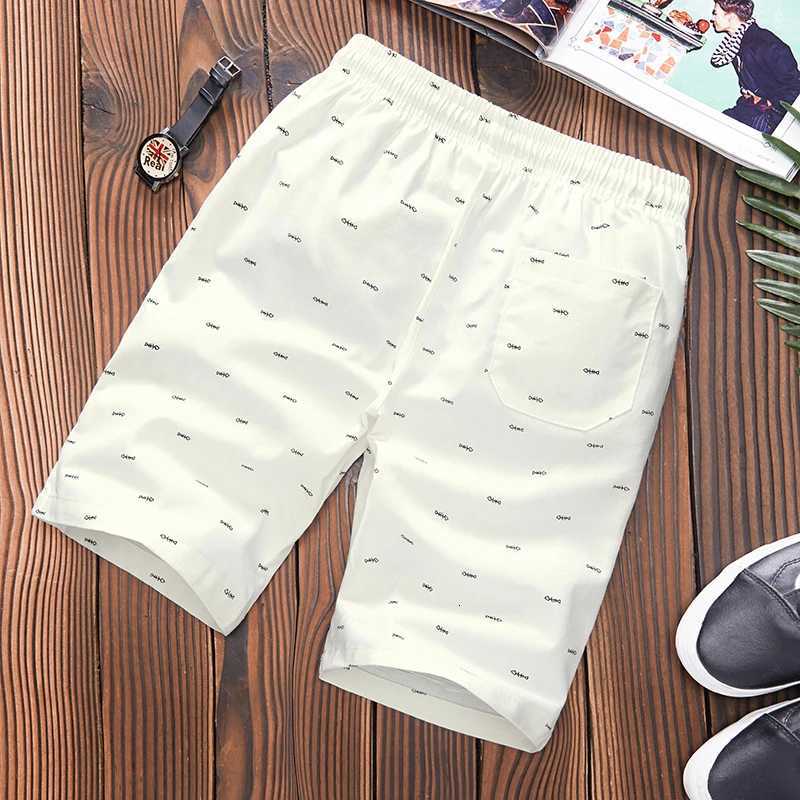 hot sale Shorts Men Fitness Sport brand Elastic Waist Drawstring Cotton Shorts Summer Calflength Design Fish bone printing MaleT251015