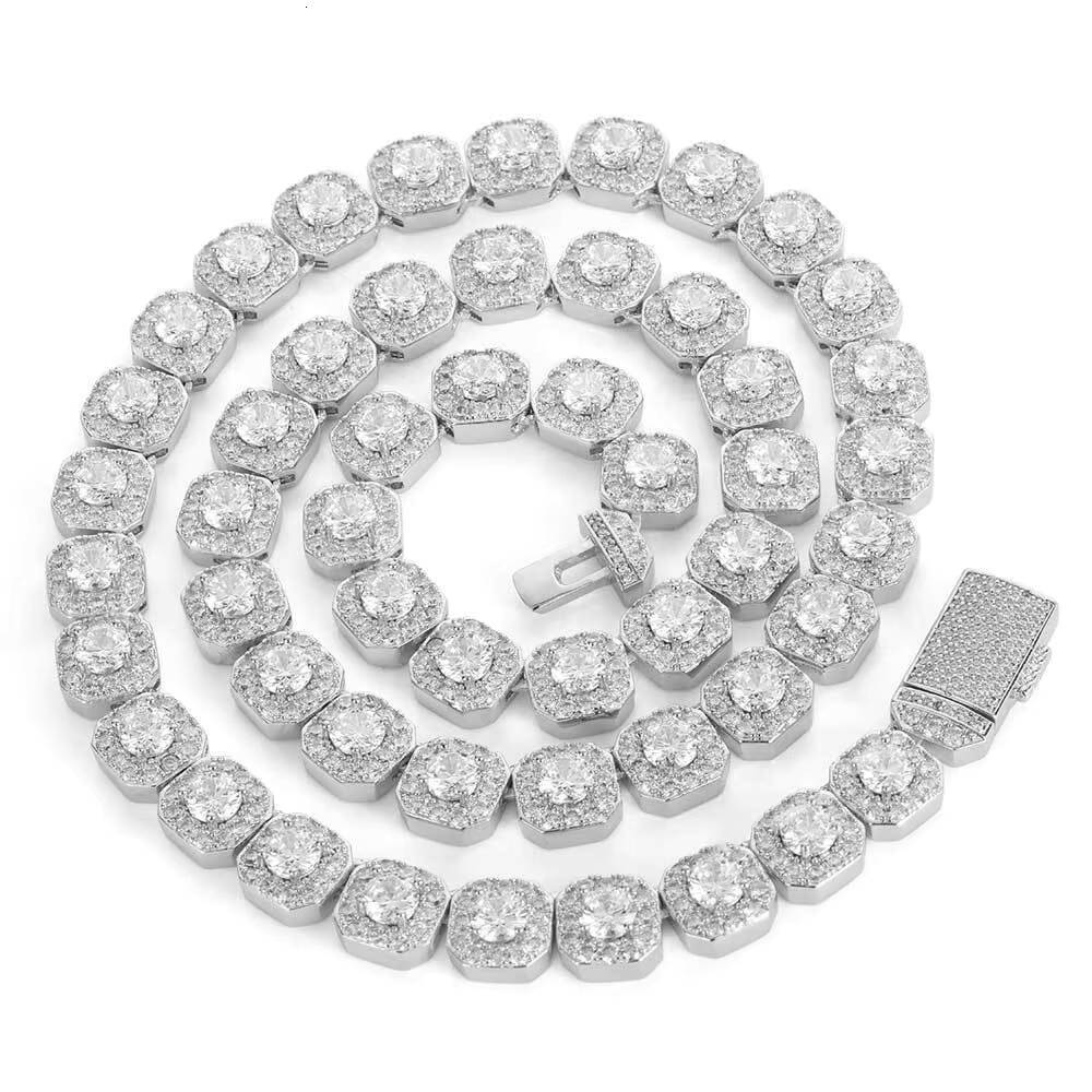 925 Sterling Silver Mens 10mm VVS Moissanite Tennis Chain Necklace Bracelet Full Iced Out Square Tennis Chain
