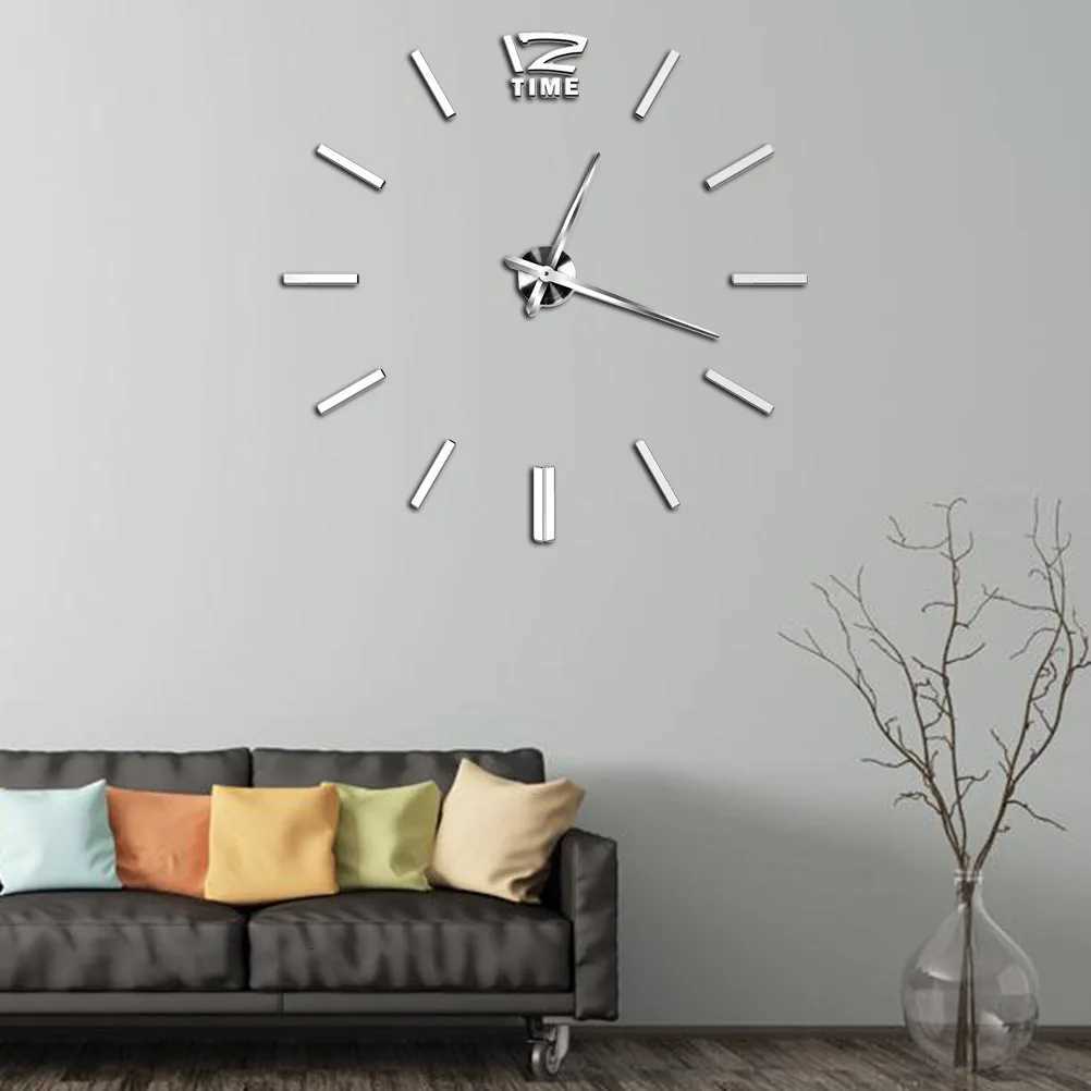 3D Frameless Wall Mirror Clock for Living Room Decor DIY Sticker Clock Smooth Surface Wall Watch Modern Design Large Size C251015