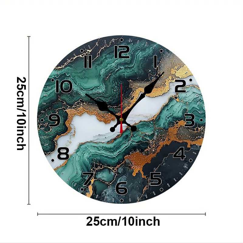 Marble Gold Pattern Wooden Round Silent Hanging Wall ClockSuitable For Living Room OfficeStudy Room Bedroom Home Decoration C251015