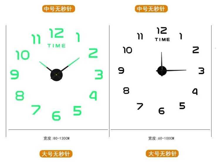 Fashion Modern Design Large Wall Clock 3D DIY Quartz Clocks Watches Acrylic Mirror Stickers Living Room Home Decor Horloge C251015