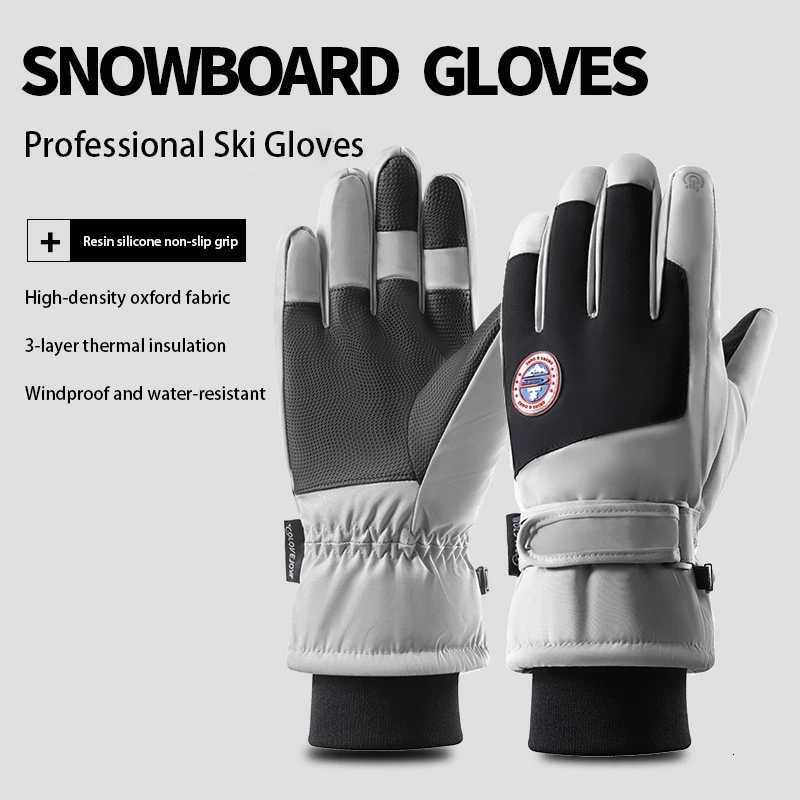 Ski gloves for men and women in winter outdoor sports cycling waterproof cold warm cotton gloves Y251015