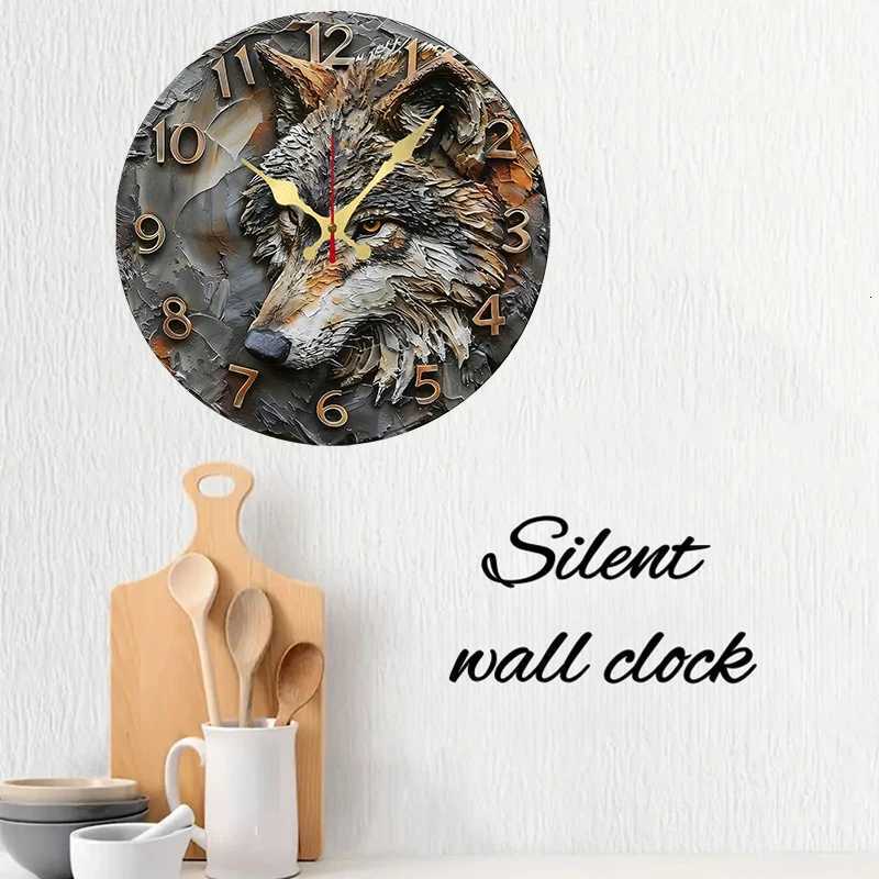 Fox Artistic Wooden Round Silent Hanging Wall Clock Suitable For Living Room Office Study Room Bedroom Home Decoration C251015