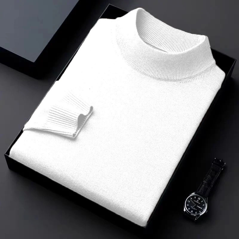 Autumn Mens Mock Neck Sweaters Casual Turtleneck Knitted Long Sleeve Pullover Sweater Winter Outdoor Warm Basic Casual Tops 251013