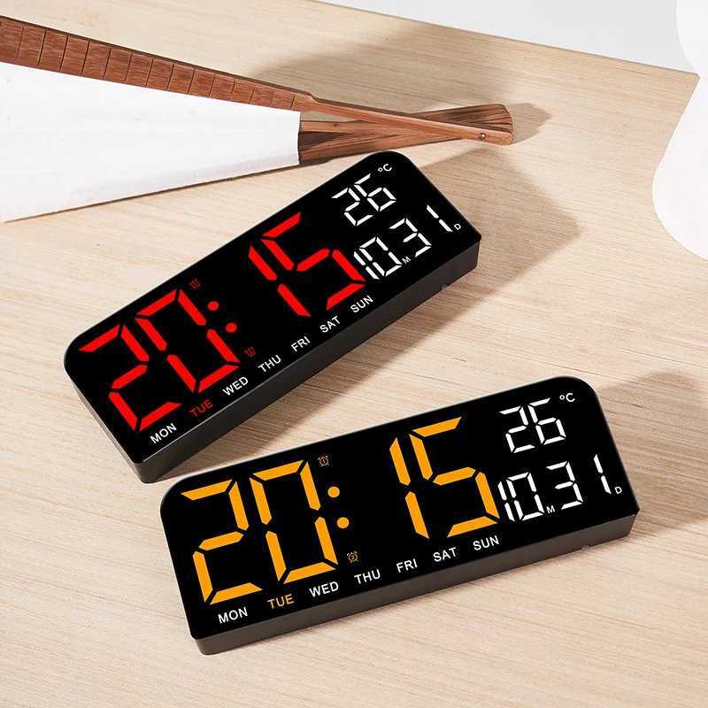 Large LED Digital Wall Clock Temperature Date Week Display Countdown Table Clock Brightness Adjustment Two Alarm 1224h Clock C251015