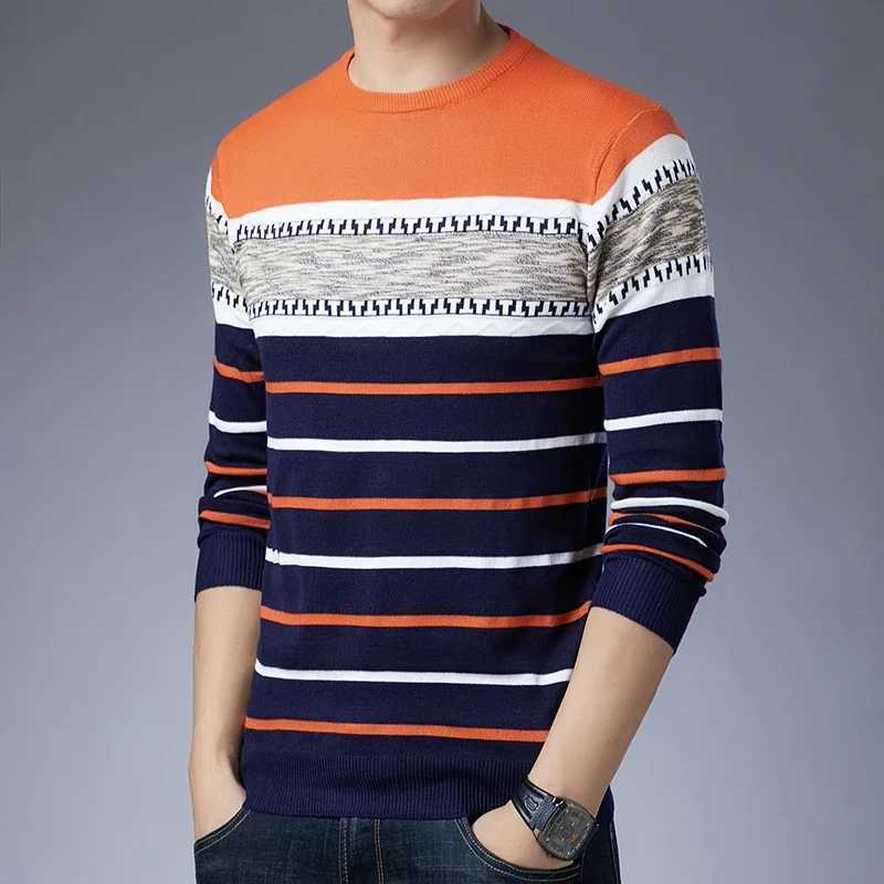 Long sleeved pullover sweater for fashionable mens casual autumn and winter long sleeved knit shirt for men J251015