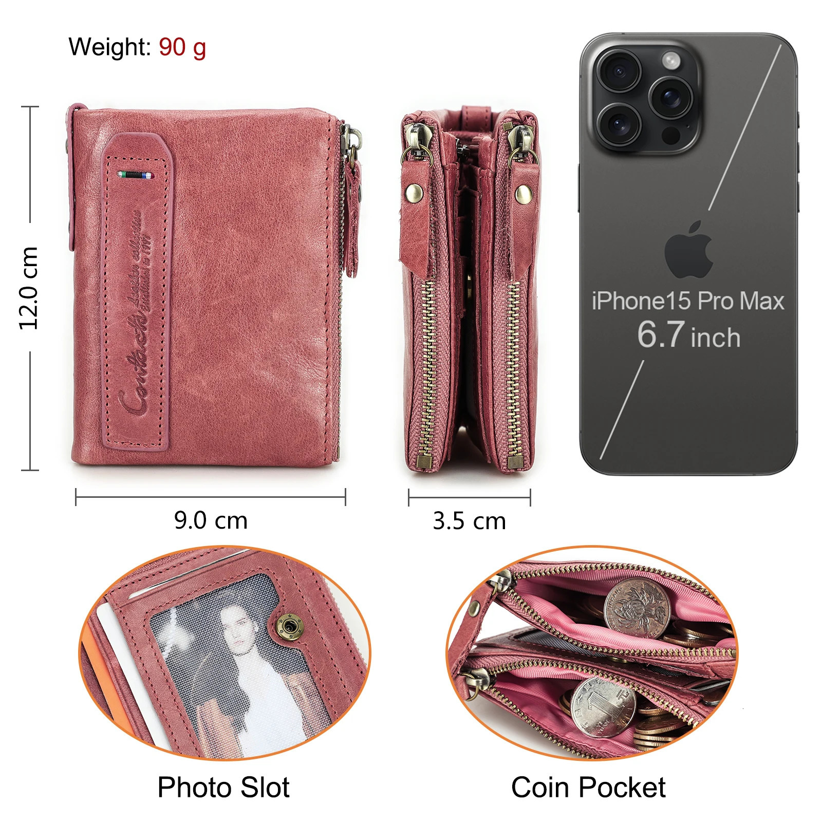 CONTACTS Genuine Leather Short Wallets for Women y ner Card Holder Coin Purse Money Clip Mini Wallet Female Bag Men 251014
