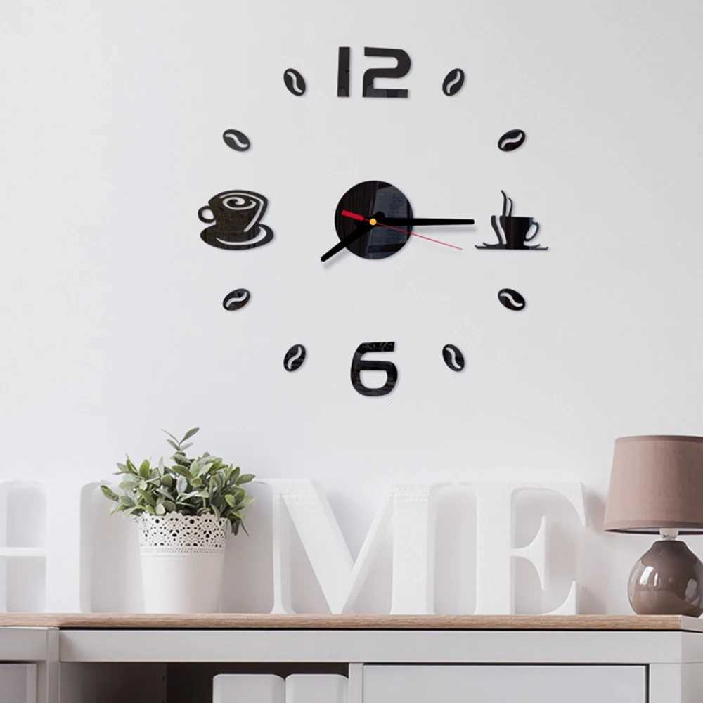 27inch Nordic Wall Clock Dining Restaurant Cafe Decorative Clocks Acrylic Mirror Wall Sticker Silent Quartz Watch Home Decor C251015