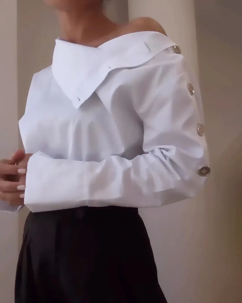 Spring Shirt Stripe Long Sleeved Top For Women Elegant Office Lady Spliced buttons Pullover Woman Blouse 2025 Blusas 251008