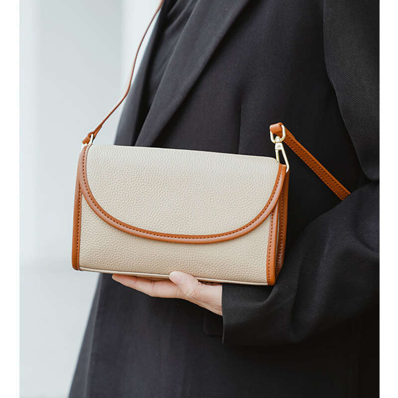 New Fashionable Genuine Genuine Leather Phone Bag - Women's Square Color Block Crossbody Small Bag, Versatile & Stylish Design