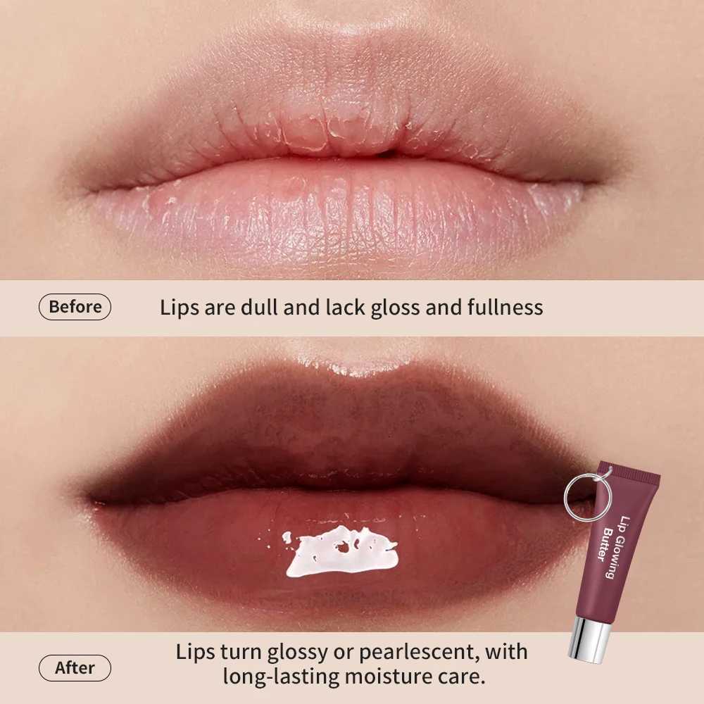 Lips Glosses Keychain 2in1 Design Long Lasting Moisturizing Pink Nourish Lipstick Glowing Butter Makeup Care Shine CosmeticsXJ251015