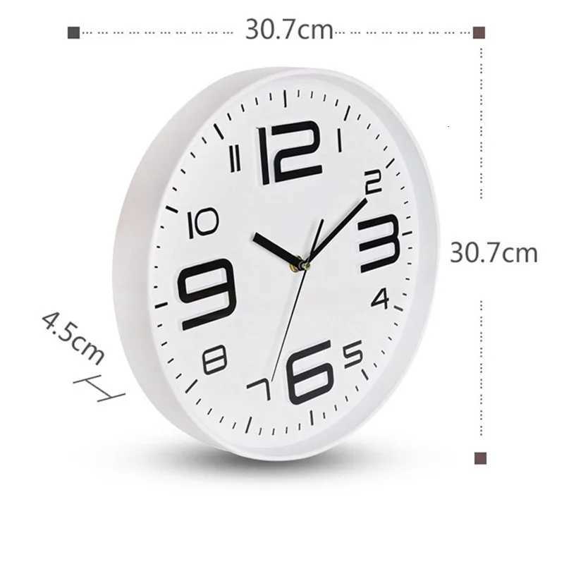 Silent Wall Clock 12 Inches Nordic Quartz Quiet No Tick Battery Powered White and Black Watch Clocks Modern Kitchen Home Decor C251015