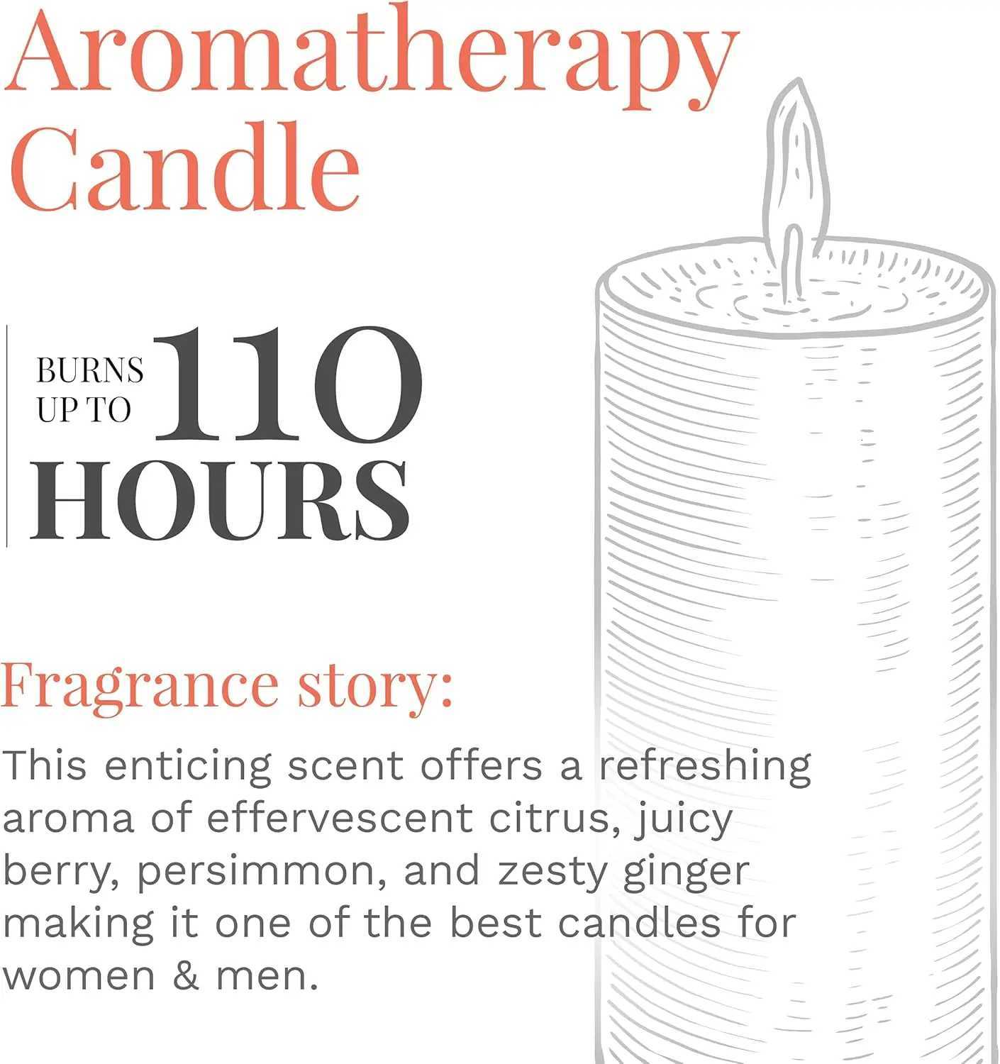 CandleLite Scented Sunlit Mandarin Berry Fragrance One 18 oz Single Aromatherapy Candle with 110 Hours of Burn Time Ora C251015