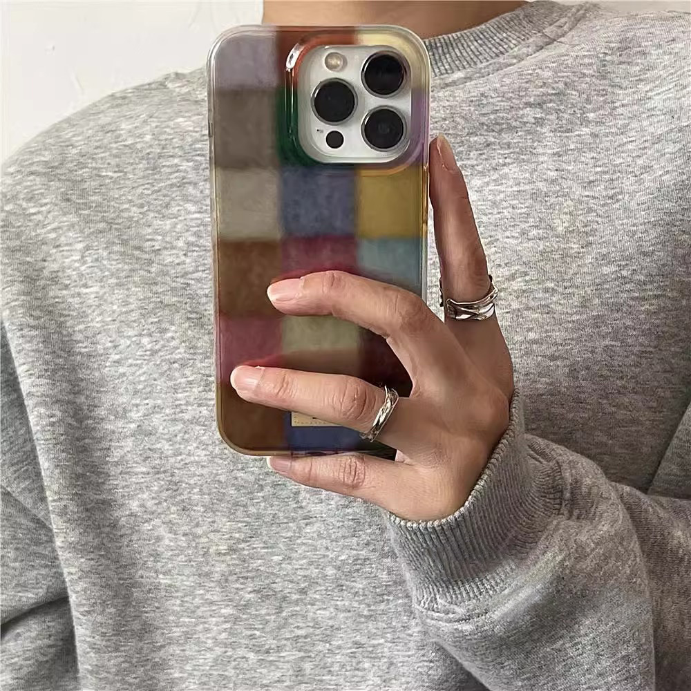 Suitable for iPhone 16 Pro Max Phone Case High-End Feel 15/14 New Model 17 AIR Colorful Small Square Label 13