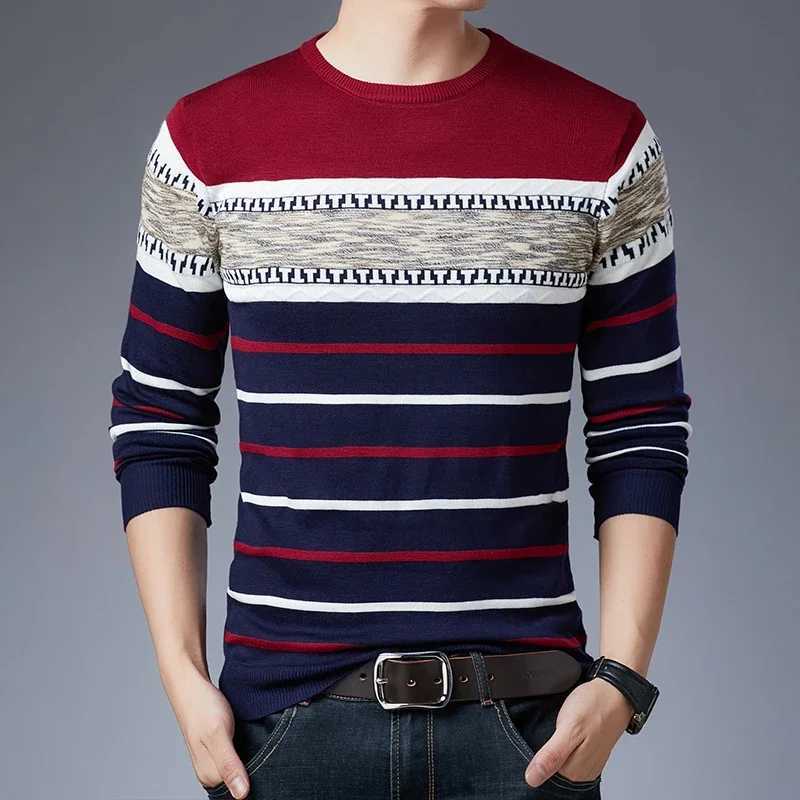 Long sleeved pullover sweater for fashionable mens casual autumn and winter long sleeved knit shirt for men J251015