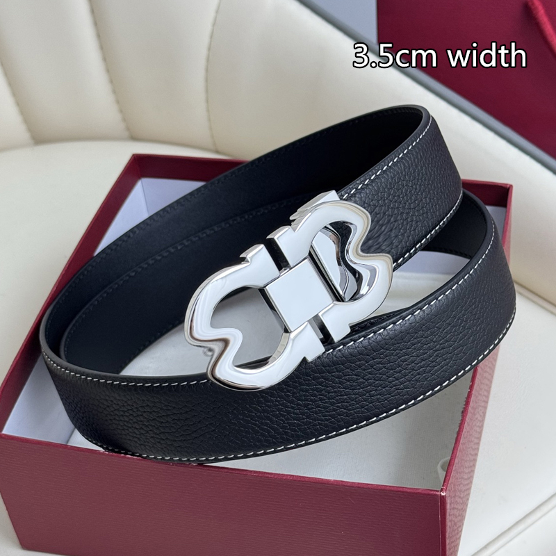 2025 Men Leather Belts Waist Band Casual Letter Smooth Buckle belt Width 3.5cm with gift box