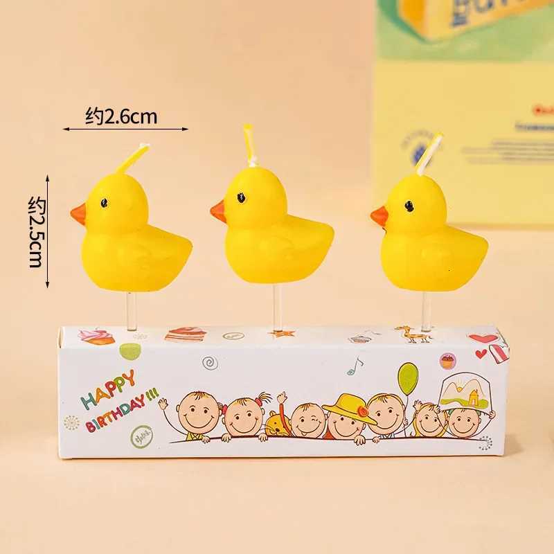 3pcsset Yellow Duck Candles Birthday Candles Creative Cute Birthday Decoration Candles Childrens Day Decorations C251015