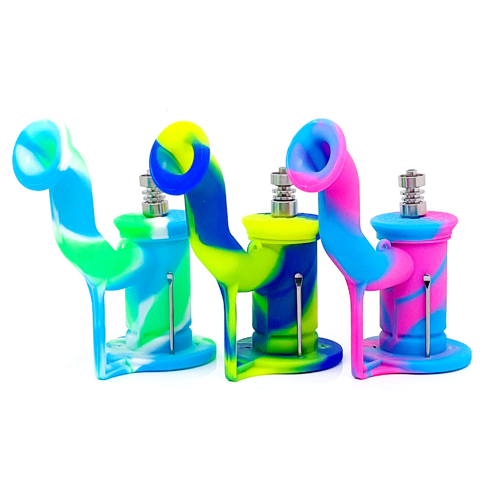 Silicone Bong Smoking Hookah Pipes Concentrate Water Pipes 5ml container and titanium nail smoke accessory