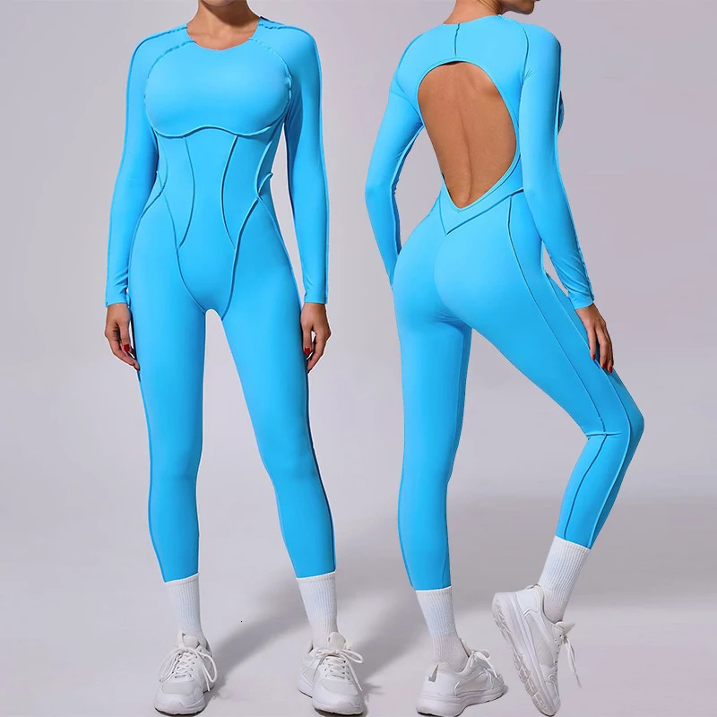 Hearuisavy 2025 Style Workout Jumpsuit Gym Yoga Clothes Sportswear Women Short Sports Jumpsuit Long Sleeves Fitness Overalls 251011
