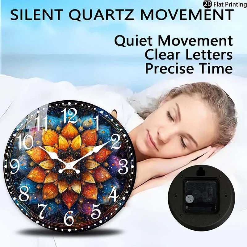 Wooden Silent Wall Clock Abstract mandala wall clock design Quartz Analog Clock Bed Room Idea Christmas Halloween etc C251015