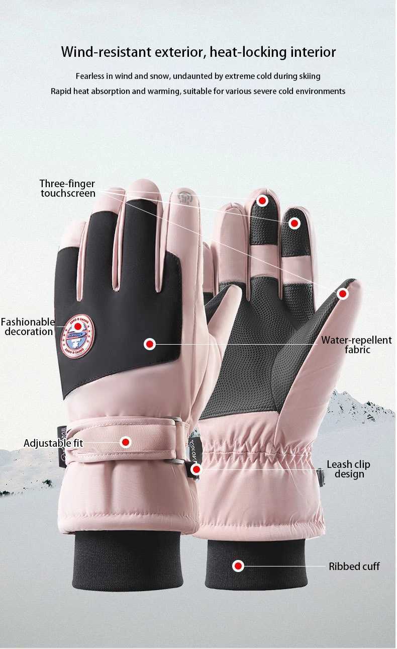 Ski gloves for men and women in winter outdoor sports cycling waterproof cold warm cotton gloves Y251015