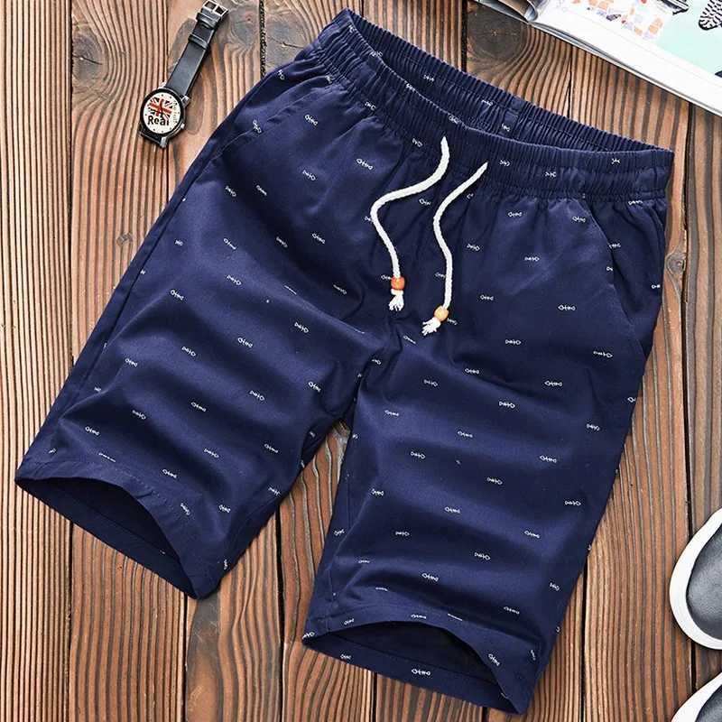 hot sale Shorts Men Fitness Sport brand Elastic Waist Drawstring Cotton Shorts Summer Calflength Design Fish bone printing MaleT251015