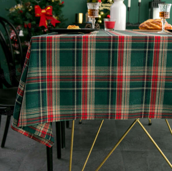 Fashionable tablecloth New Designer American Christmas Tablecloth Fabric Nordic Carnival Coffee Cloth Plaid Dining Mat New Year Table Cover