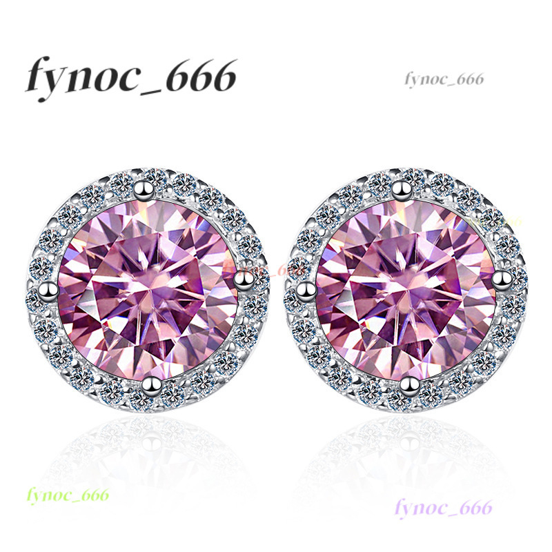 2025 New 925 Sterling Silver Earrings 1 Carat Moissanite FourProng Round Stud Earrings Hot Sale