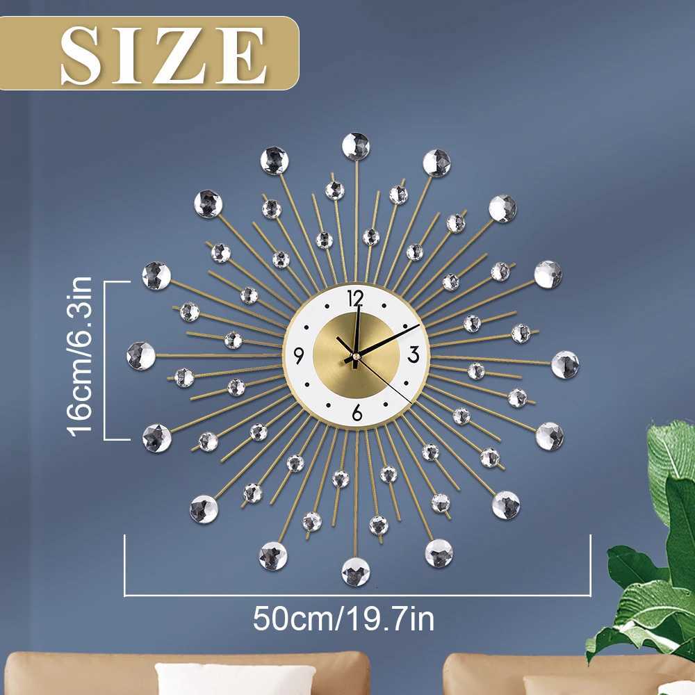 5050CM Wall Clock golden star European batterypowered wall clock quartz movement metal glass clock home office wall decoratio C251015