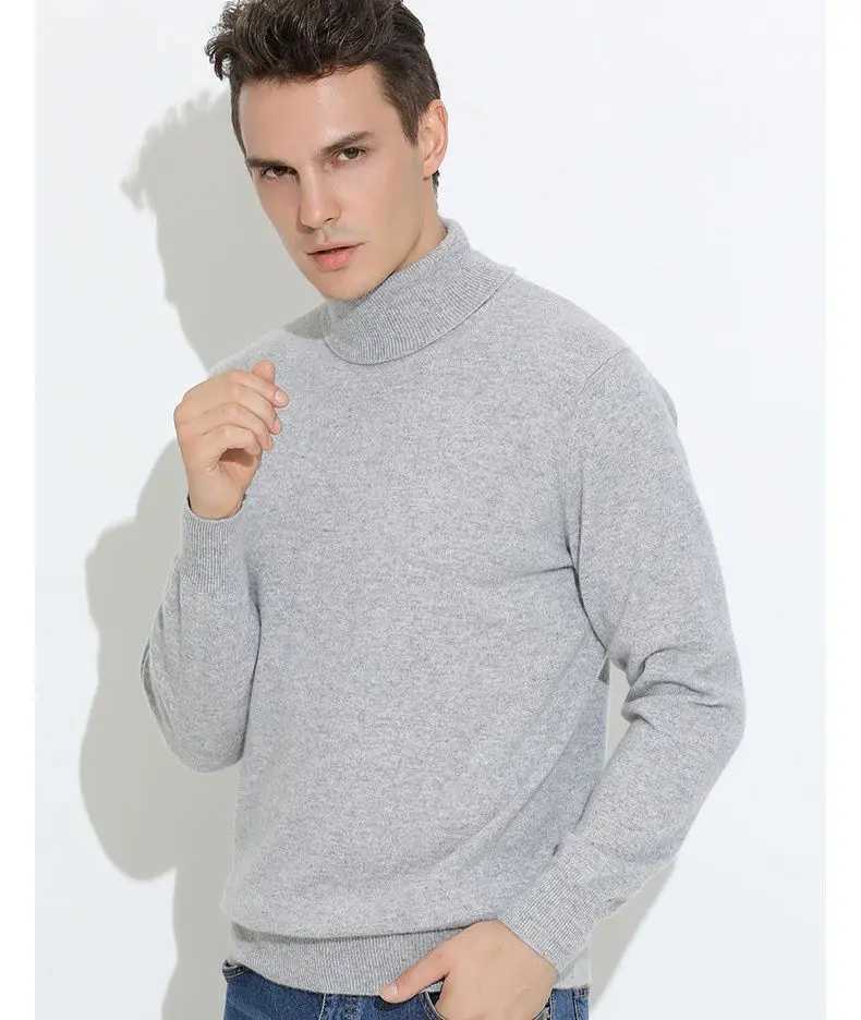 Turtleneck Men Pullover Cashmere Cotton Blend Knitted Sweater 2025 Autumn Winter Daily Basic Warm Turtle Neck Jumper Pull Homme J251015
