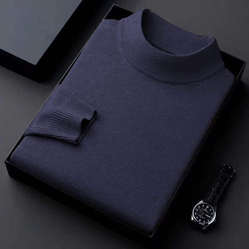 Autumn Mens Mock Neck Sweaters Casual Turtleneck Knitted Long Sleeve Pullover Sweater Winter Outdoor Warm Basic Casual Tops 251013