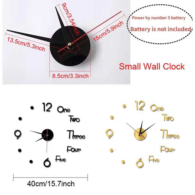 3D DIY Silent Wall Clock BlackGoldSilver PunchFree Wall Sticker Clock C251015