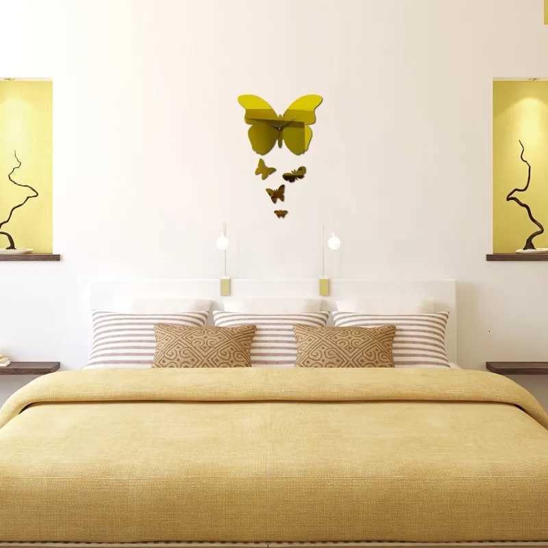 New Wall Big Butterfly Acrylic Mirror Watch Quartz Wall Clock Acrylic Stickers Modern Design Home Wall Decoration C251015