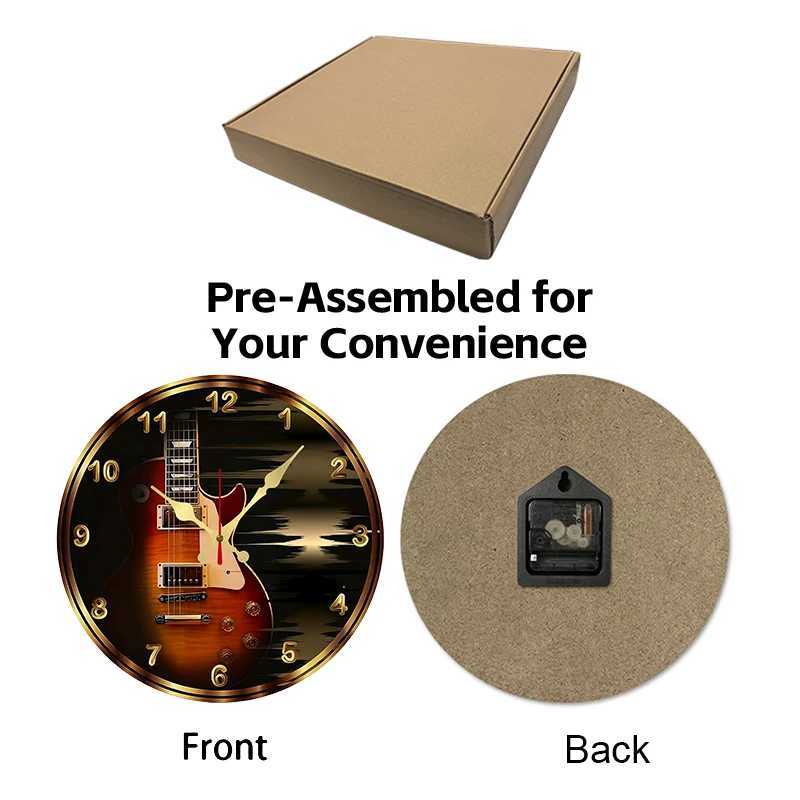 Rustic Violin Wooden Round Silent Hanging Wall Clock Suitable For Living Room Office Study Room Bedroom Home Decoration C251015