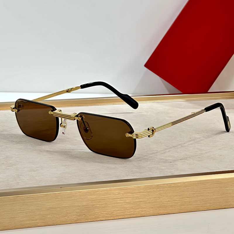 Designer Sunglasses Women And Men Fashion Metal Rimless Foldable Eyewear 0499 Luxury Sunglasses Outdoor Goggles UV400 Glasses With Box