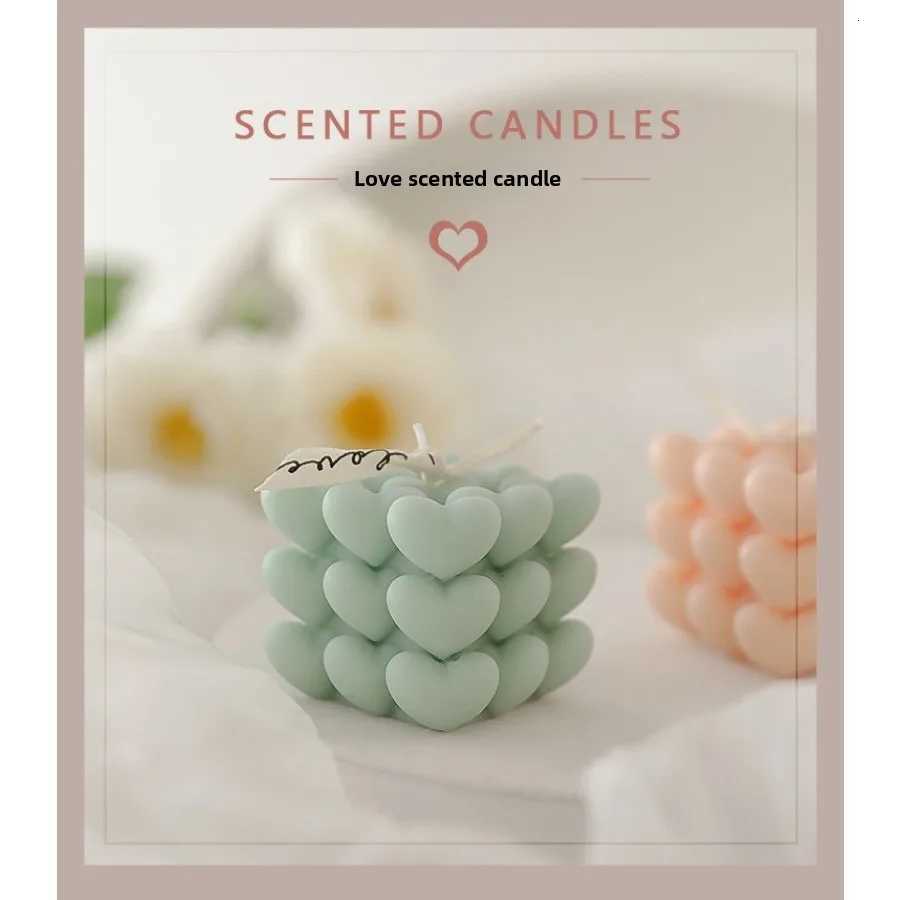 1pc Pastel Heart Cube Soy Wax Scented Candles for Romantic Gifts Aesthetic Home Decor Valentines Day Wedding Decorations C251015
