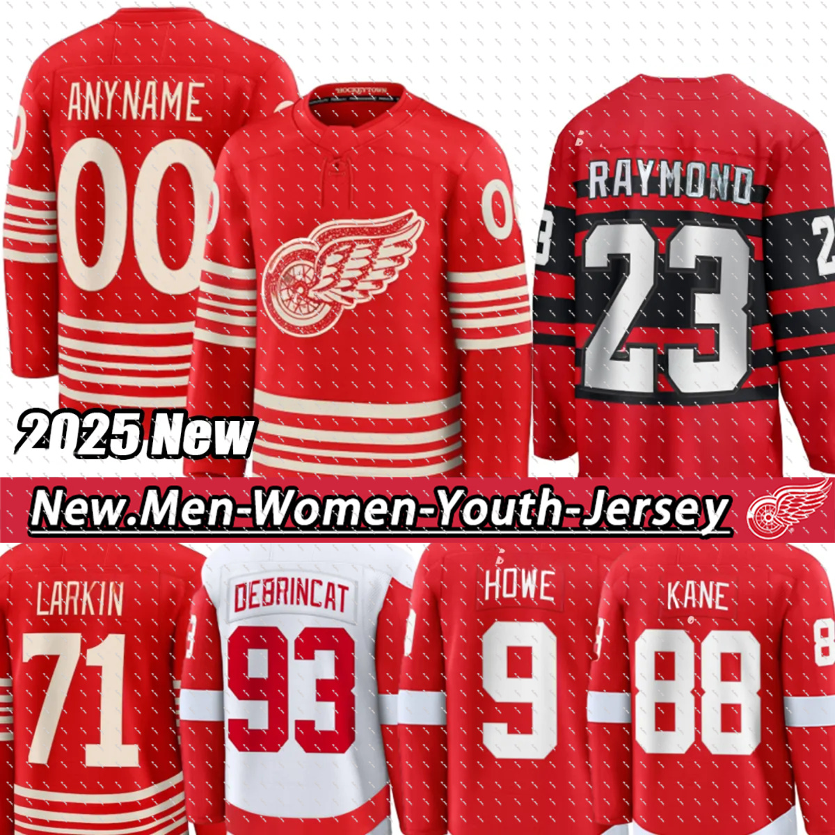 #71 Dylans Larkins detroites hockey jersey red wingsS jersey #88 Patrick Kane Alex DeBrincat Moritz Seider Carter Bear Howe Yzerman John Gibson Lucas Raymond jersey